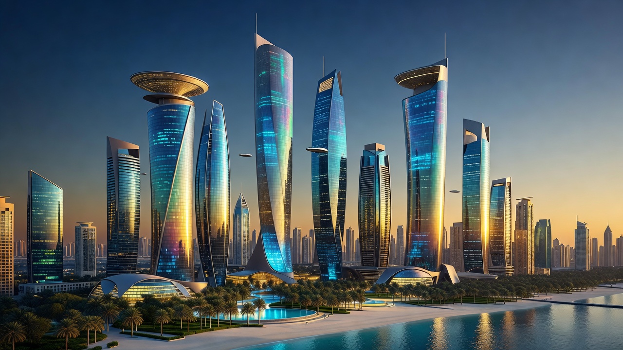 Futuristic modern skyline in Dubai representing zero personal income tax economy