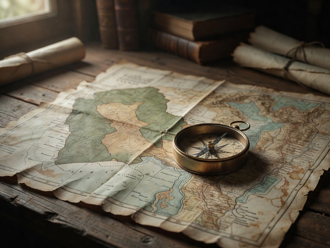 Map compass pointing towards decentralized territory